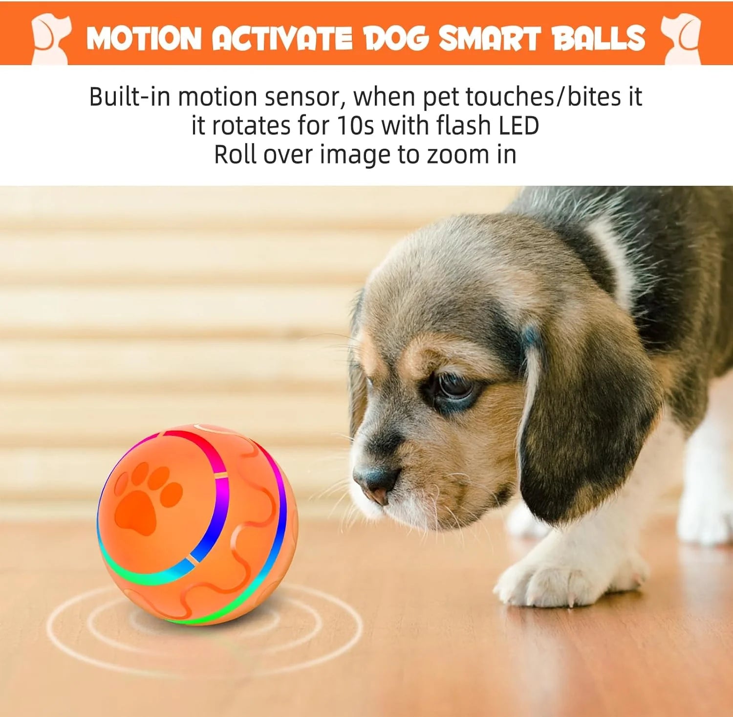 Interactive LED Rolling Ball for Dogs - Durable, Motion-Activated Toy for Small to Medium Breeds, BPA-Free and USB Rechargeable