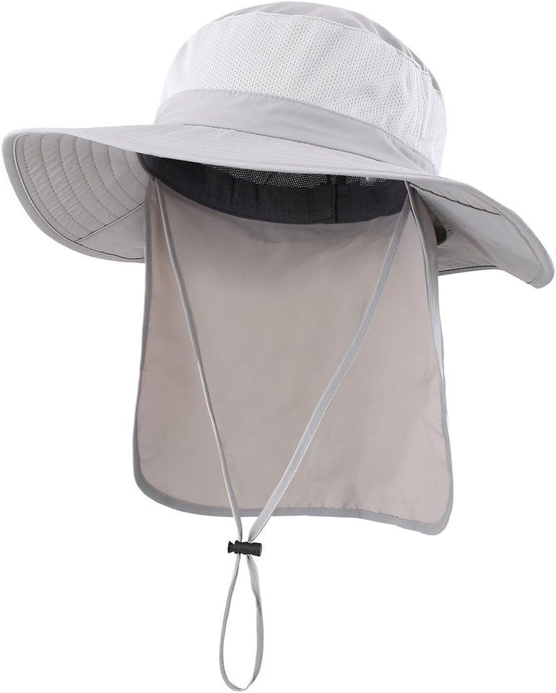 Outdoor UPF50+ Mesh Sun Hat Wide Brim Fishing Hat with Neck Flap Sun Hat for Men Women