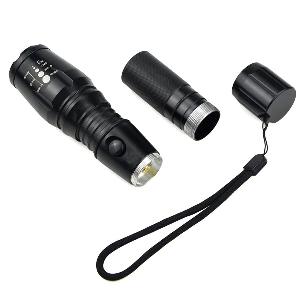 90000LM LED Tactical Flashlight with 5 Modes and Zoom Function