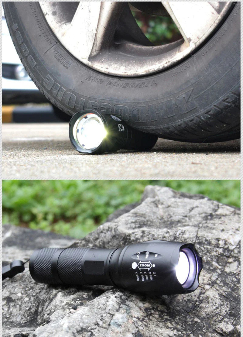 90000LM LED Tactical Flashlight with 5 Modes and Zoom Function