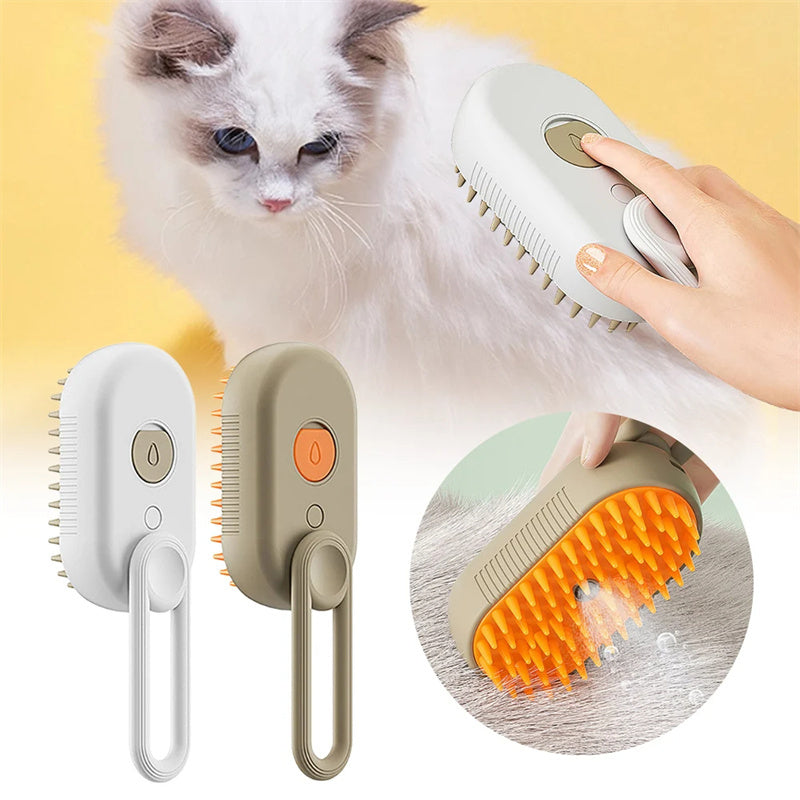 3-in-1 Electric Pet Grooming Brush with Steam Spray for Cats and Dogs - Hair Removal and Massage Comb