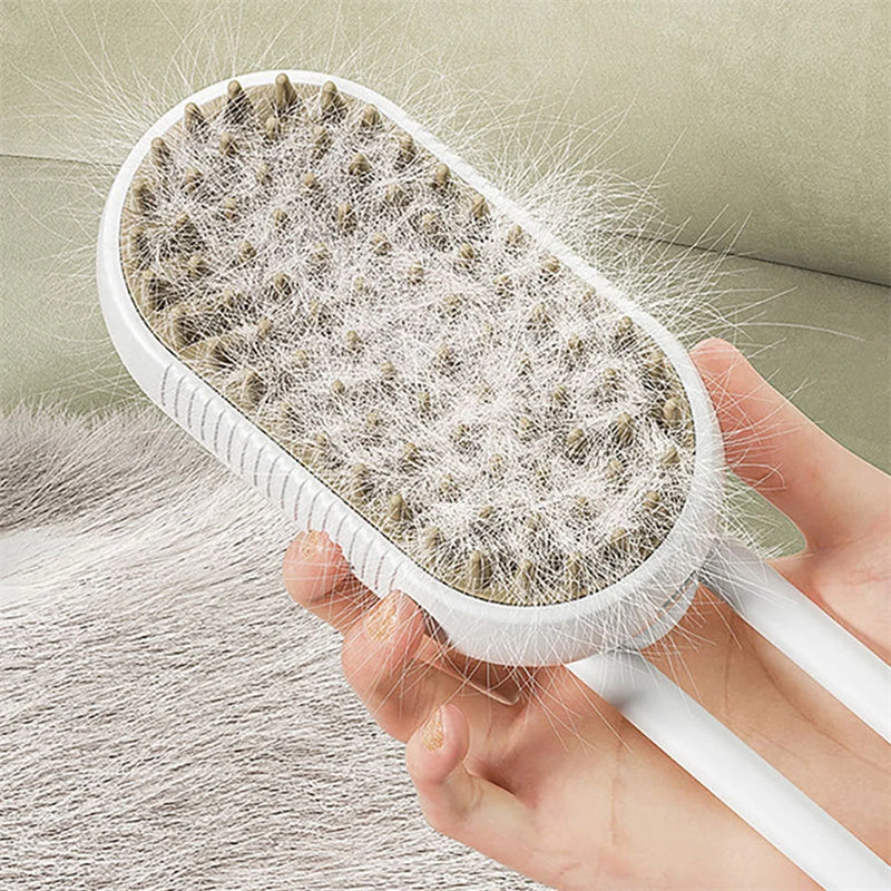 3-in-1 Electric Pet Grooming Brush with Steam Spray for Cats and Dogs - Hair Removal and Massage Comb