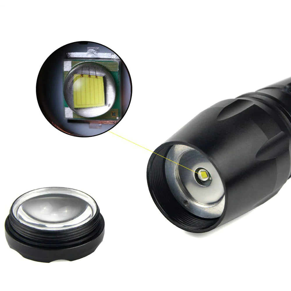 90000LM LED Tactical Flashlight with 5 Modes and Zoom Function