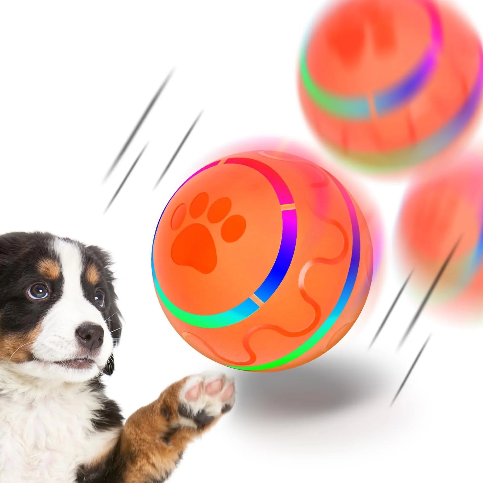 Interactive LED Rolling Ball for Dogs - Durable, Motion-Activated Toy for Small to Medium Breeds, BPA-Free and USB Rechargeable